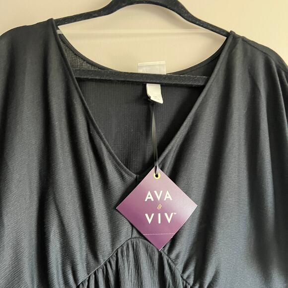 Ava & Viv Women's Black Dolman Sleeve Empire Waist Dress - Size XL - NWT - Picture 4 of 11